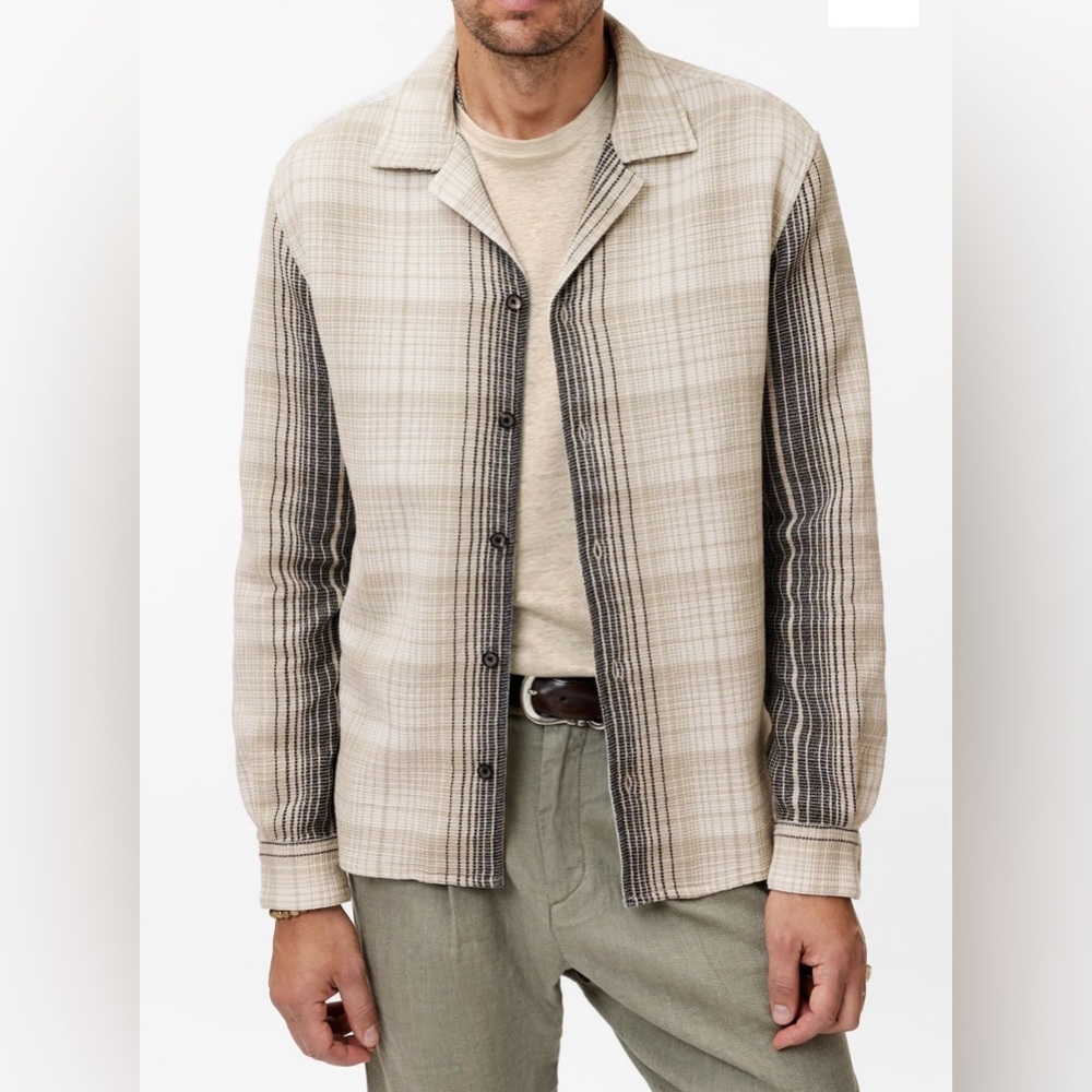 $298 NWT John Varvatos Shirt Jacket XXL White Men's Dane Plaid 100% Cotton 2XL